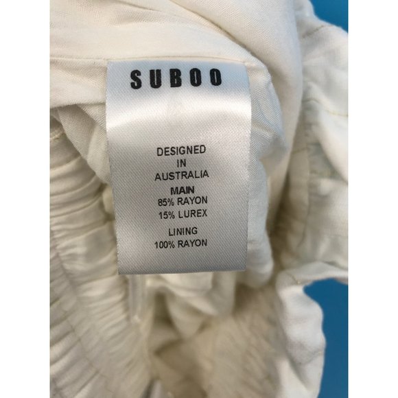 Suboo Nadia Wide Leg High Waist Pant Ivory/Gold Striped Size 2 NEW - Picture 7 of 8